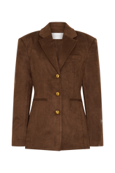 Sally Faux Suede Cinched Blazer - Milk Chocolate